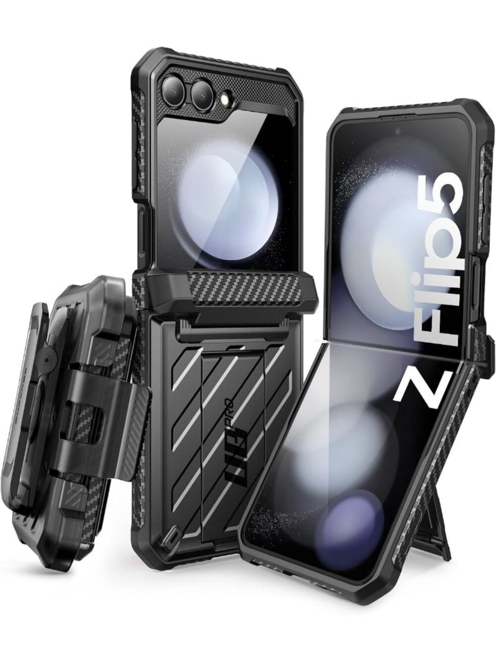 Stylish Black Case for Samsung Galaxy Z Flip5 5G with Kickstand & Shockproof